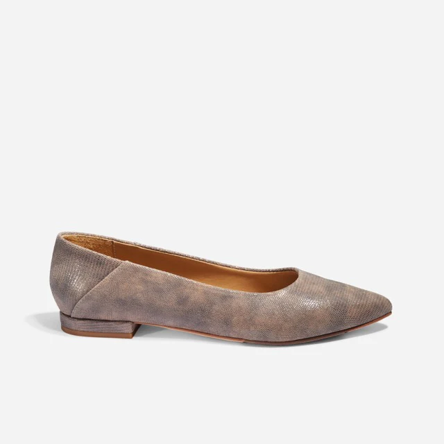 Fina Pointed Toe Flat Greige Snake - Image 2
