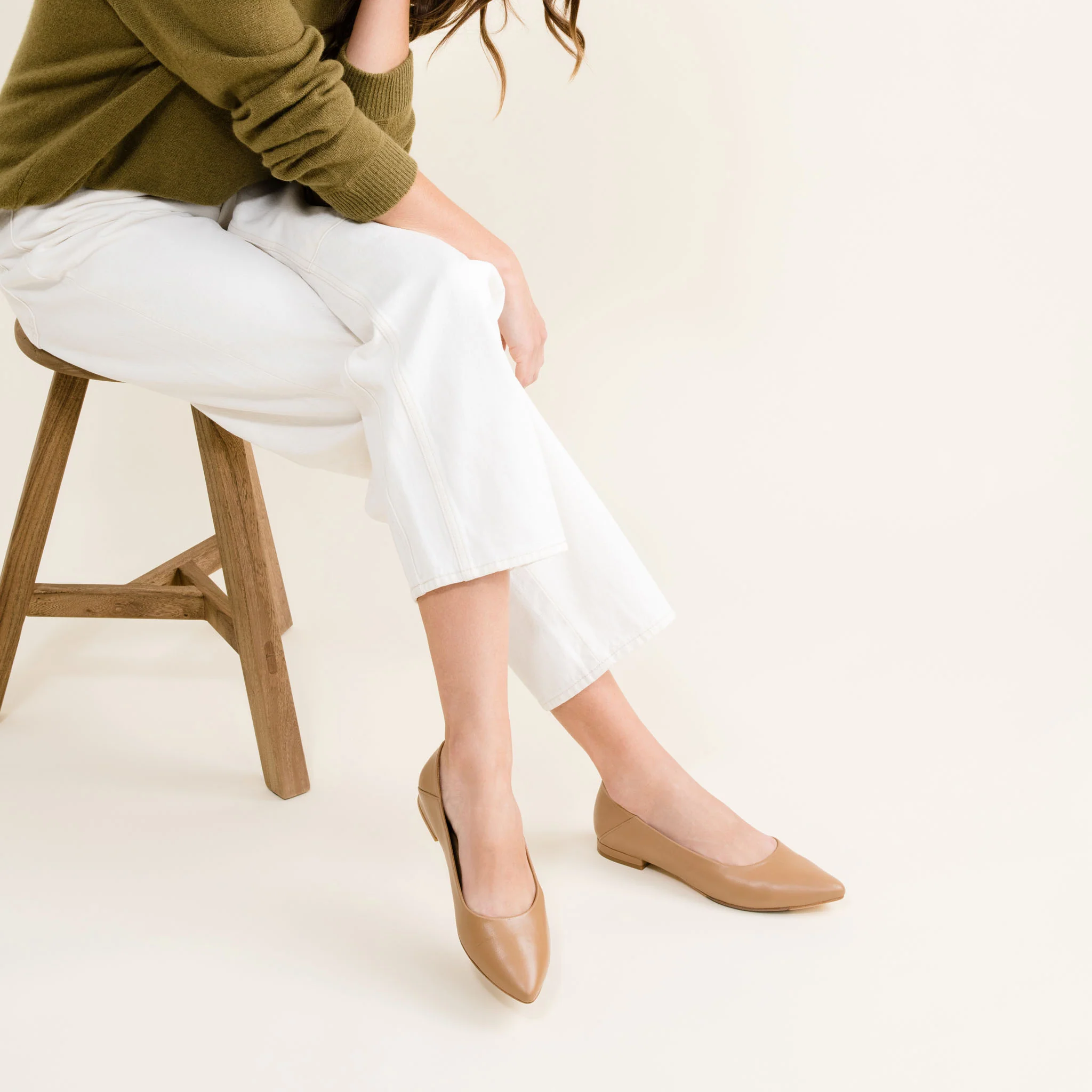 Fina Pointed Toe Flat Greige Snake - Image 4