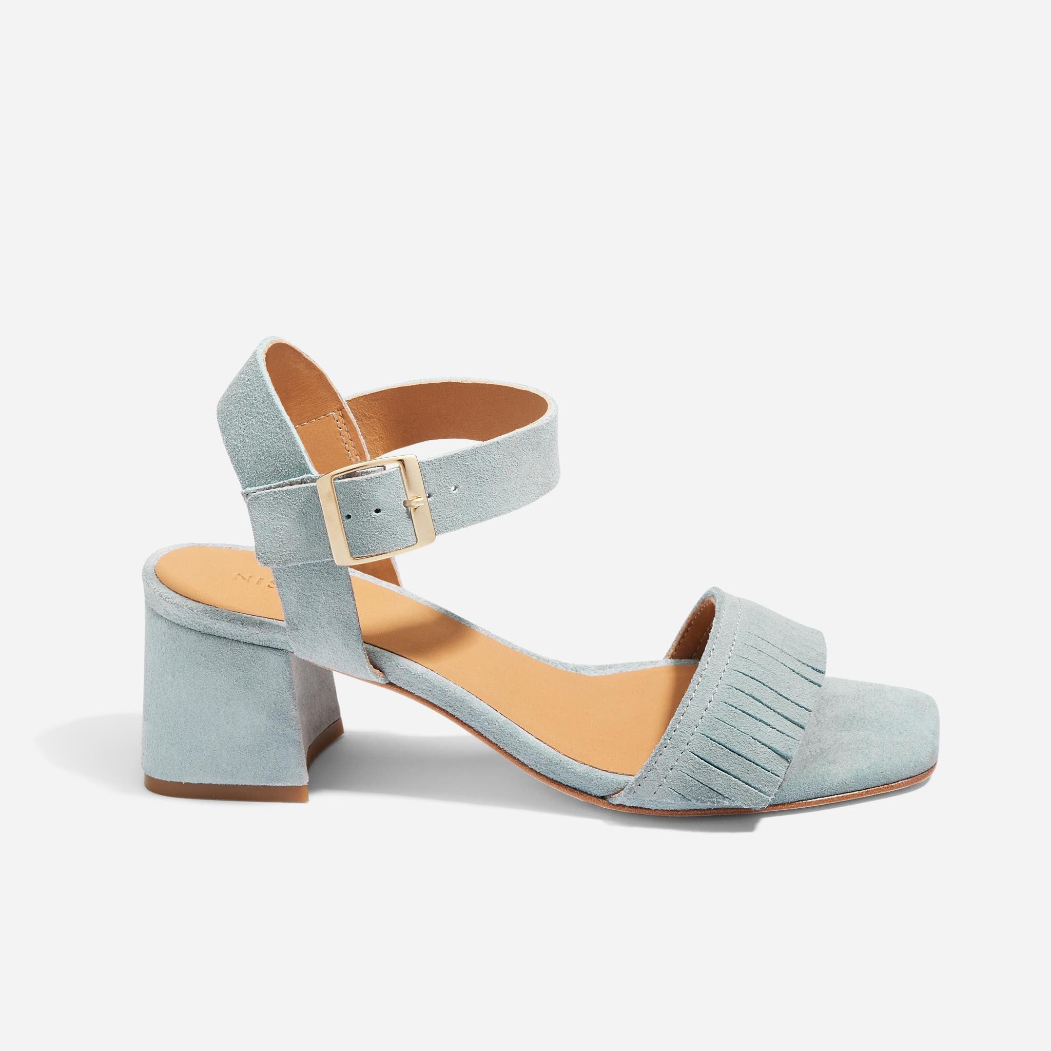 Stella Fringe Heel Sandal Dusty Blue Suede - Image 2